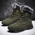 Size 38-47 Microfiber Leather Safety Hiking Boots For Men Fleece Trim Casual Shoes Warm Plush Comfortable Winter Men Snow Boots